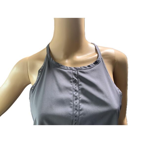 SKORO Gray Sleeveless High Neck Button Front Detail Tank Top Size Small - Picture 2 of 15